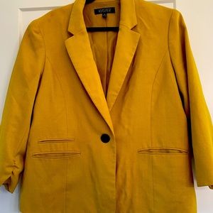 Kasper Crepe One-Button Blazer - Mustard